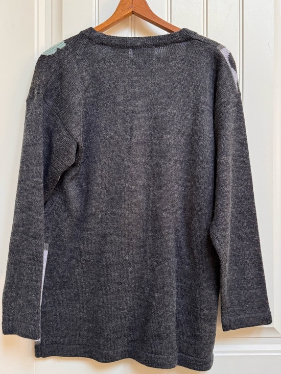 Vintage Principles Petites Acrylic Wool Blend Grey Metallic Hearts Cardigan. M - Picture 2 of 4